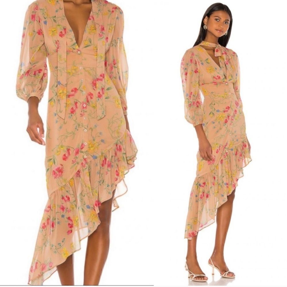 Song of Style Montague Midi Dress in Nude Blossom